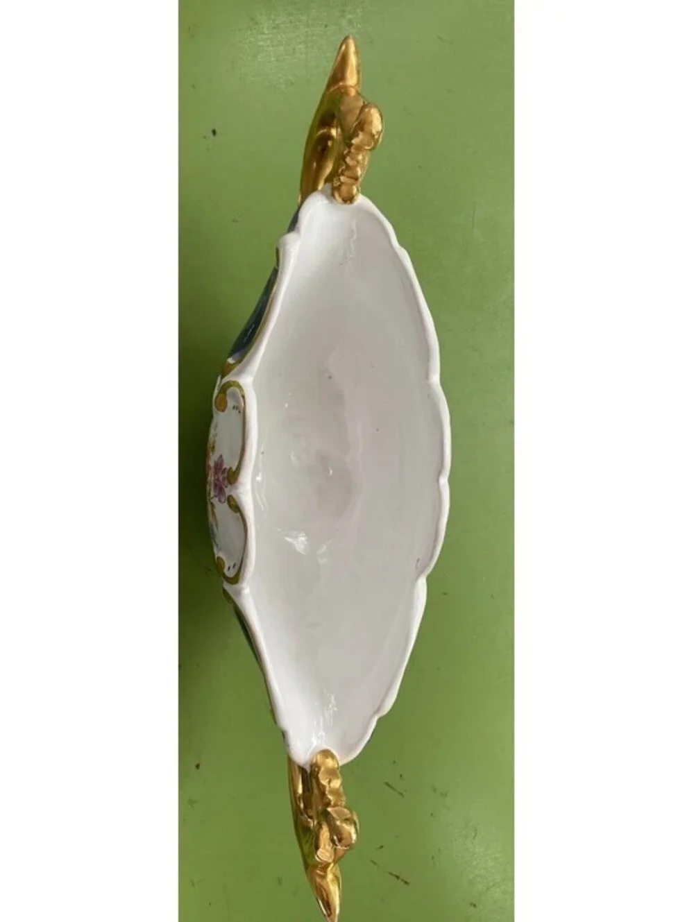 Vintage Italian C.A. Felce Sesto Fiorentino Num. 409 Gold Handled Floral Basket